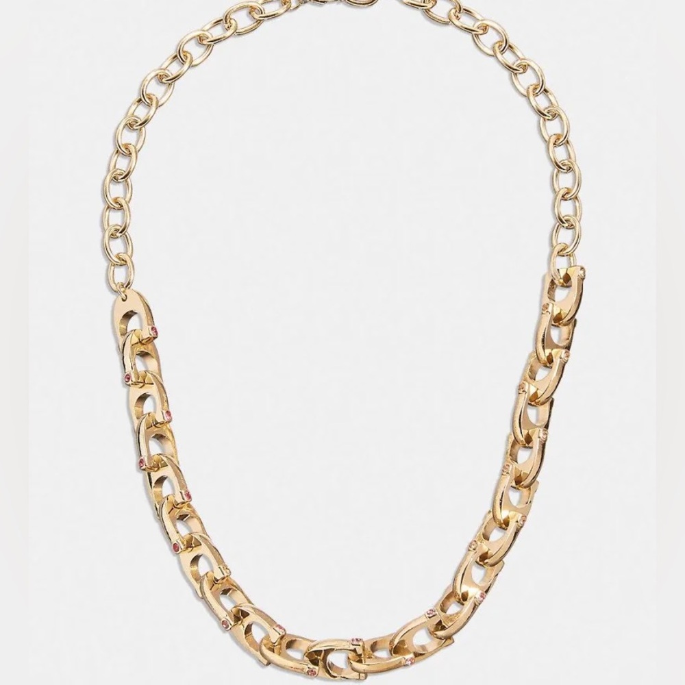 NWT Coach Chunky Signature Chain Link Necklace with dustbag